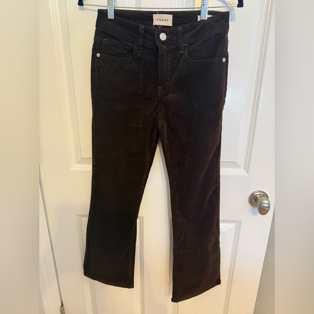 Like New Frame Le Sleek Dark Brown Straight Corduroy Flare Pants - 26